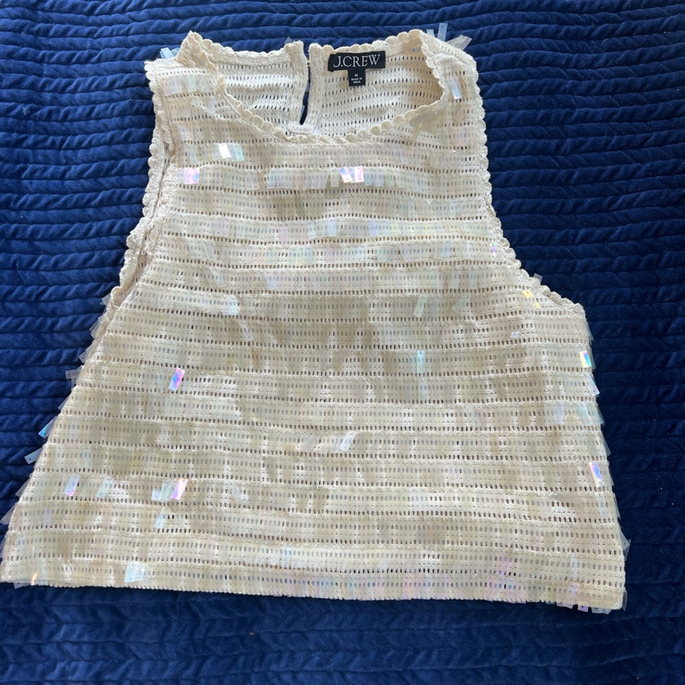 J. Crew Cream Sequin Sleeveless Tank Top